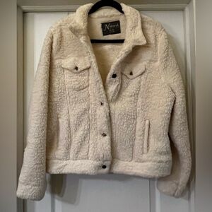 Natural Reflections Women’s Xlg Teddy Oversized Cream Sherpa Jacket.